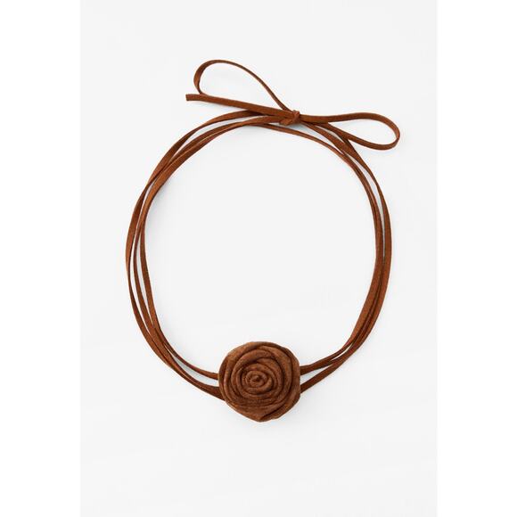 Zara Jewelry - Nwt- Zara SUEDE LEATHER FLOWER CORD NECKLACE